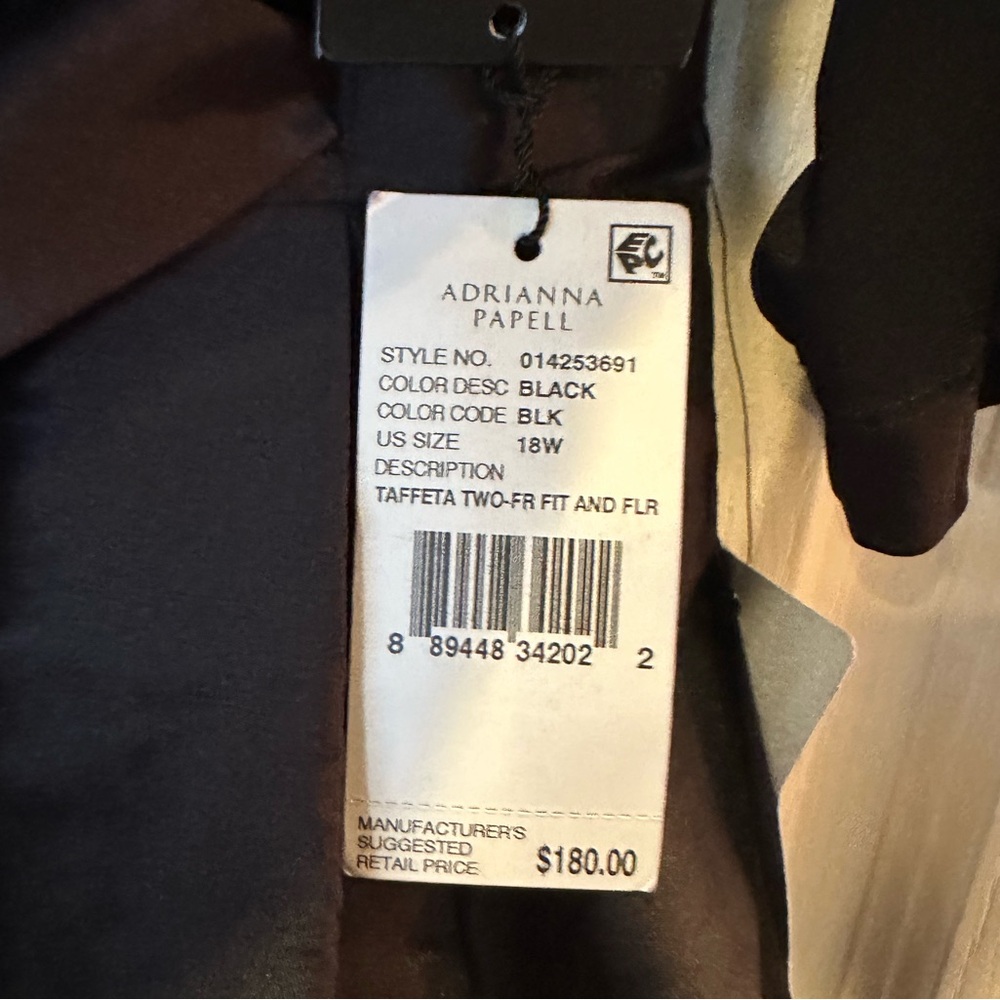 Adrianna Papell Plus Size Classic Black Fit and Flare Dress NWT - Picture 5 of 5